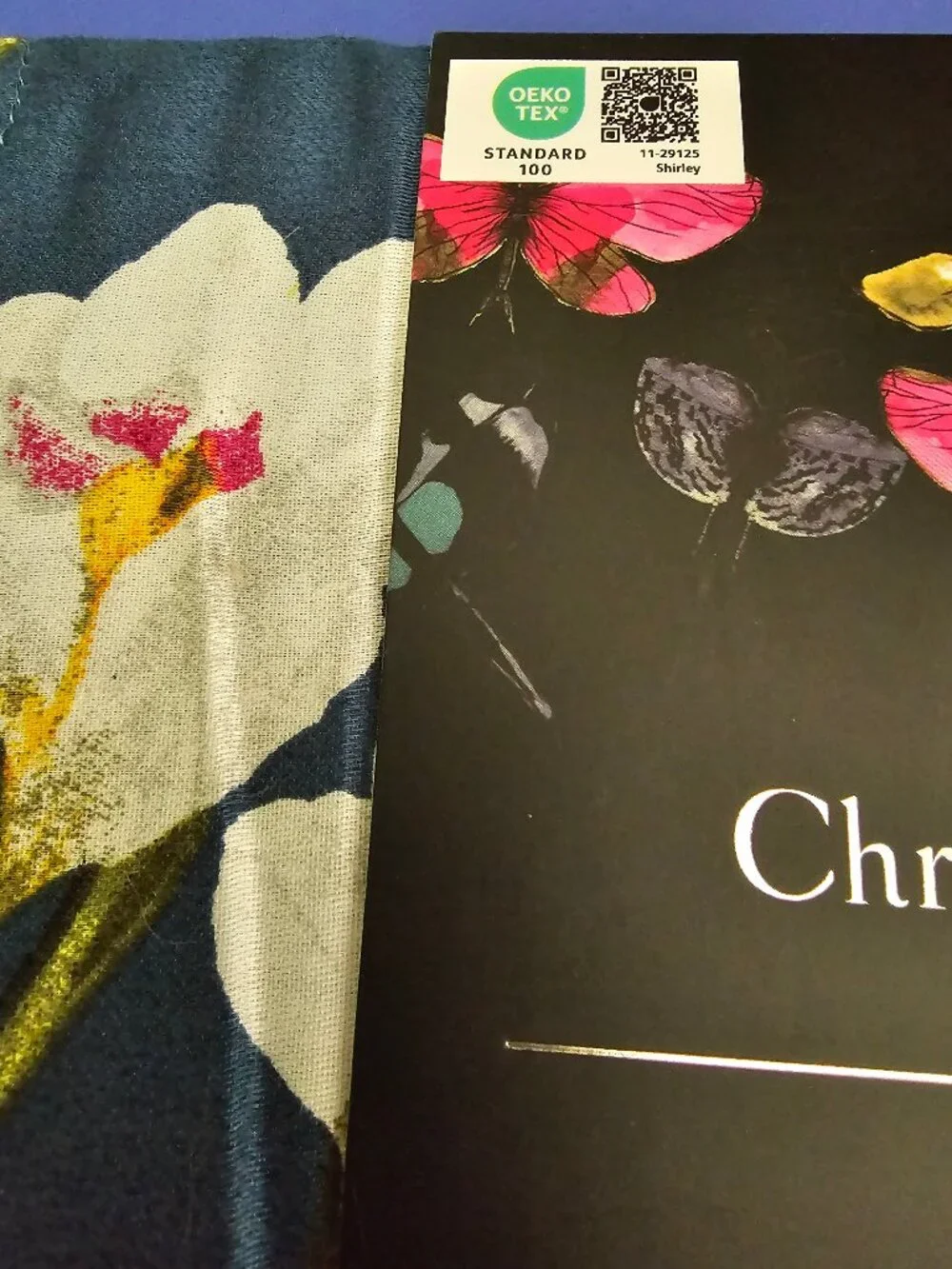 Christian Lacroix  Duvet Cover Set Cotton Tropical Floral Navy Blue NWT